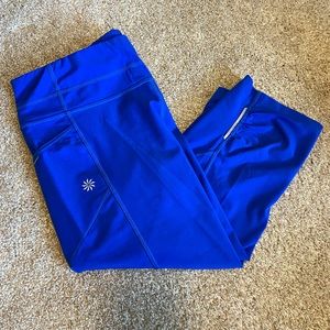 Womens ATHLETA Dobby Be Free Knicker Electric  Blue Crop Legging Capri Size S.